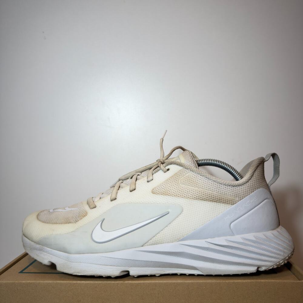 Nike Alpha Huarache 8 Pro TF Low Mens 11.5 White Pure Platinum Lacrosse Shoes